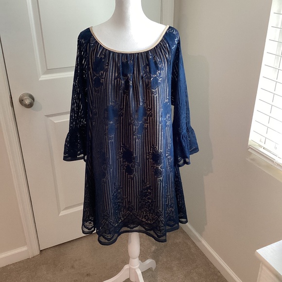 HeartSoul plus Dresses & Skirts - Heart Soul  Navy Blue Floral Print Dress Plus Size